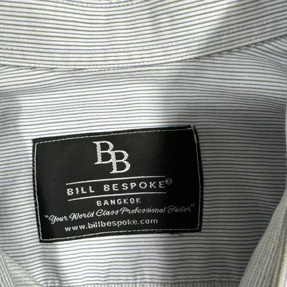 Big And Tall Rockabilly Western Wear Light Blue Striped Button Up - Picture 3 of 7